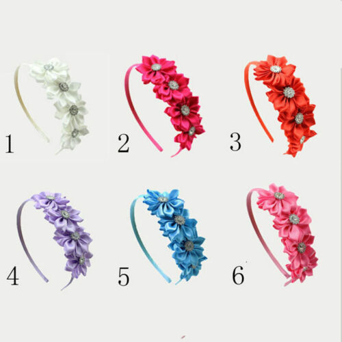 1X Kinder Mädchen Stirnband Satinband Blume Haar Tragen Haarschmuck FBB
