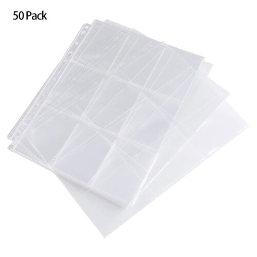 50Sheets Plastic Card Holder Card Sleeves with 9 Pockets for Trading Cards UK
