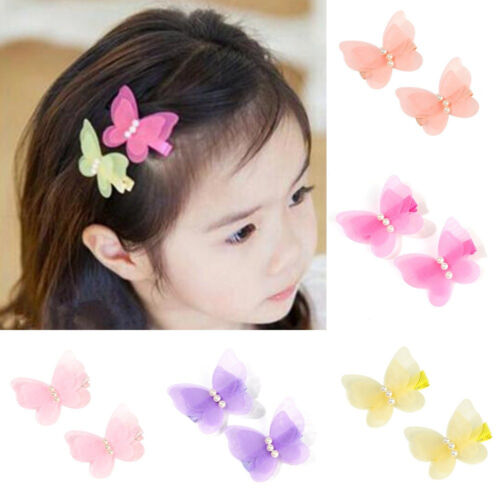 1 pair Kids Baby Chiffon Butterfly Girls Princess Hair Pin Headwear Hair Clips