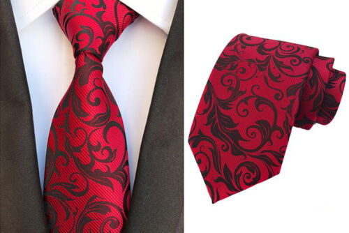 Details about   Tie Pocket Square Cufflinks Red Black Swirl Set Individual 100% Silk Wedding 