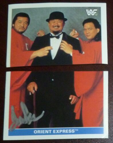Pat Tanaka Orient Express Signed 1991 Panini Stickers WWE 2 Card WWF Set Mr Fuji