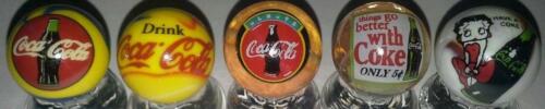 Nice Lot of 5 Coca Cola Collectible Glass 1/" Logo Marble # 3