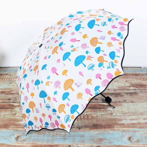 Anti-UV Soleil Pluie Parapluie Parasol Protection Coupe-vent Fleur Pliant Voyage #B