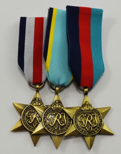 3 WW2 Star Campaign Medals & Ribbons 1939-1945 Air Crew Europe France/Germany 