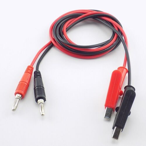 1M Alligator Clip to Banana Plug Test Cable Wire Silicone for Probe Multimeter 