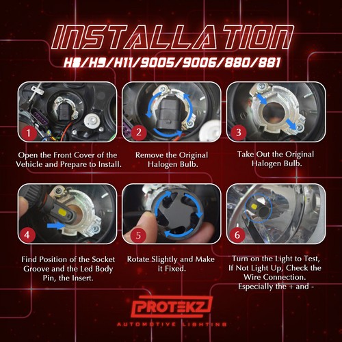 LED Headlight Kit H11 6000K White Fog Light LED Bulb for TOYOTA Tundra 2014-2019