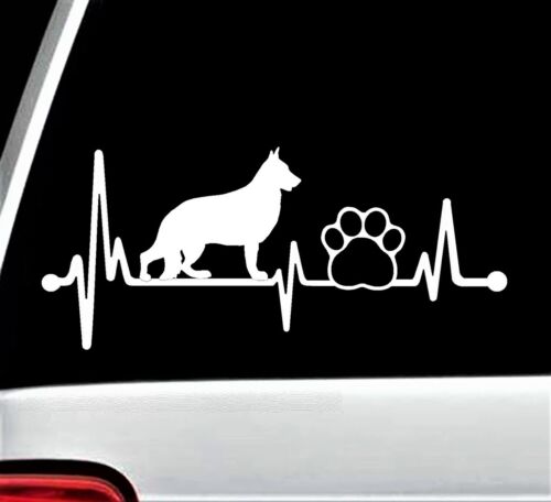 German Shepherd Pet Paw Heartbeat Lifeline Dog Decal Sticker Car Laptop BG139