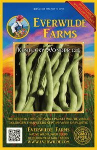 160 Kentucky Wonder 125 Pole Bean Seeds Everwilde Farms Mylar Seed Packet