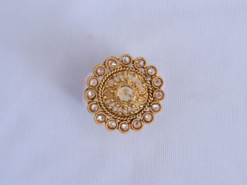 Wedding Ring Yellow Gold Traditional Kundan Gold Plated Ring for Women Golden