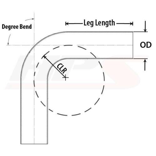 HPS 1" OD 90 Degree Bend 6061 Aluminum Elbow Pipe Tubing 16 Gauge w/ 2" CLR 