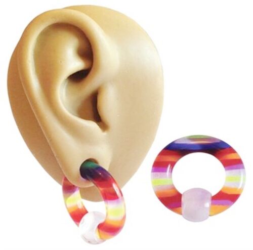 Captive Nipple Ring Heavy 10 Gauge 1//2/" Acrylic Striped 7mm Ball Body Jewelry