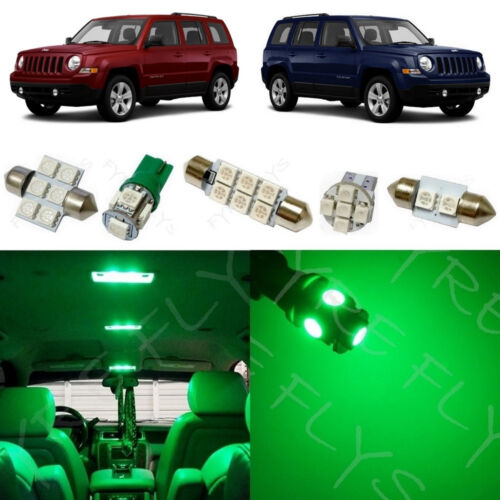 6x Green LED lights interior package kit for 2007-2017 Jeep Patriot JP1G 