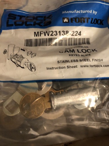 STOCK LOCKS By Fort Lock MFW23138-224 Keyed Alike Cam Locks 1 3//8” Stainless