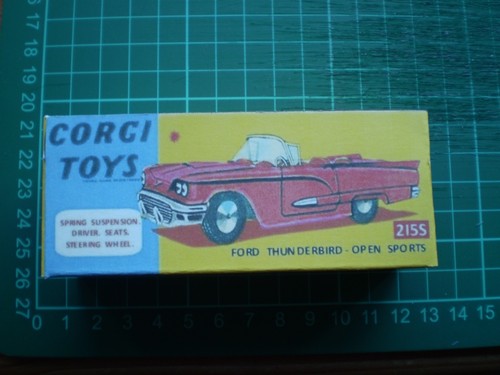 CORGI TOY REPRO BOX ONLY FOR NO 215S FORD THUNDERBIRD OPEN SPORTS