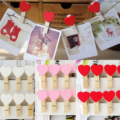 10Pcs Mini Creative Wooden Clothes Pin Birthday Wedding Photo Clips Peg Q
