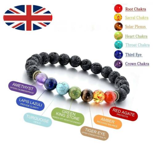 7 Chakra Bracelet Crystals Healing Stones Beads Jewellery Mala Reiki anxiety