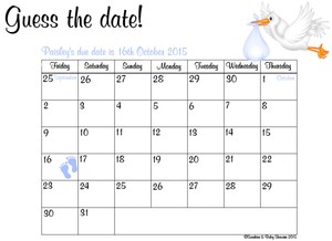 Personalised Guess the Baby's Due Date Baby Shower Game ...