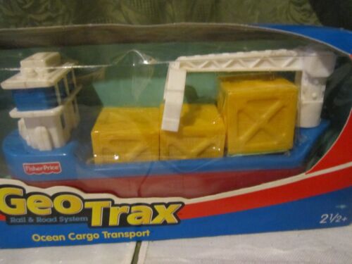 Geo Trax Ocean Cargo Transport Barge Boat crate box NEW harbor part toy water