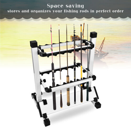 Details about   12 Rods Fishing Rods Pole Holder Stand Aluminum Alloy Organizer Rack  Selivery 