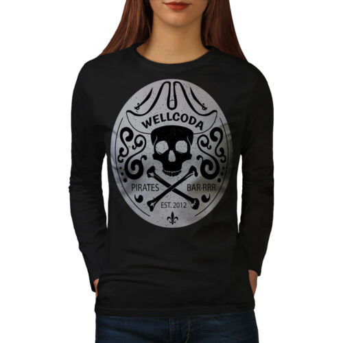 Wellcoda Wellcoda Pirate Womens Long Sleeve T-shirt, Crazy Casual Design