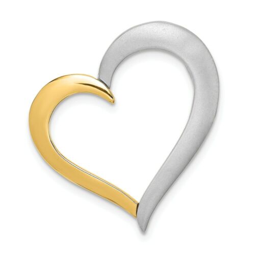 Details about  &nbsp;14k 14kt Two-tone w/ Rhodium-Plated Textured & Polished Heart Charm PENDANT