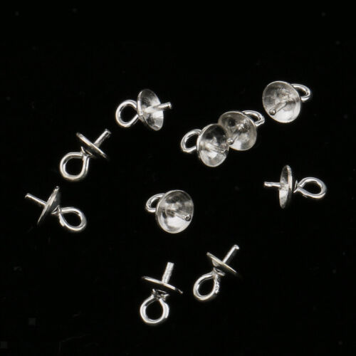 20pcs Sterling Silber Auge Pins Perle Cup Bail Charm Connector Ergebnisse