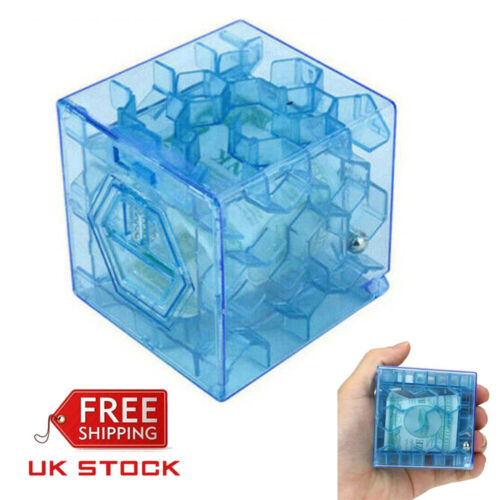 3D Cube Puzzle Money Maze Bank Saving Coin Collection Case Box Fun Brain Game UK