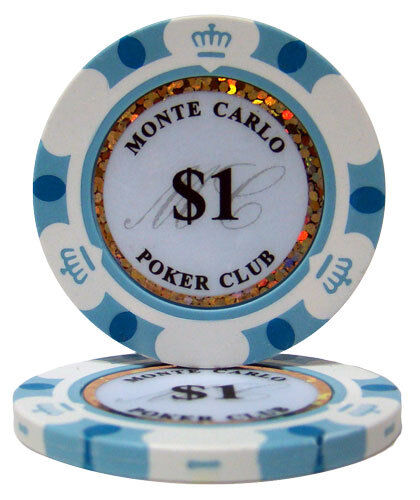 Buy 2 Get 1 Free 25 White $1 Monte Carlo 14g Clay Poker Chips New