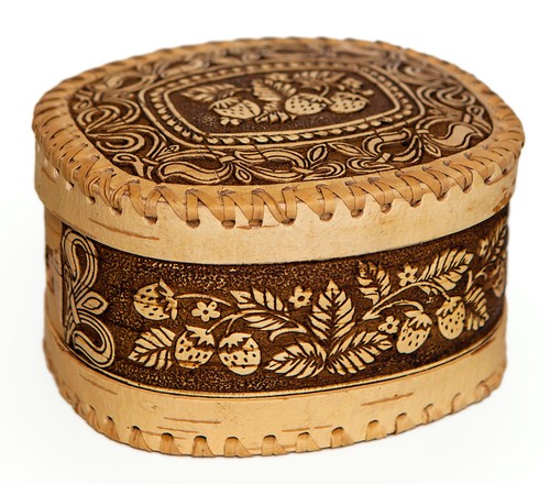 Wild strawberries Storage Box Wood Wicker Wooden Container Kitchen Gift Handmade