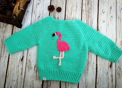 Handmade flamingo jumper 2-3 Years for little girl Christmas Present 