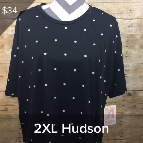 NWT LuLaRoe Hudson 2XL Short Sleeve T-shirt Coy Fish Just Chill Polka Dots 