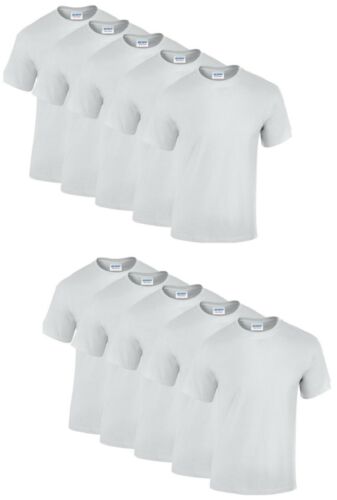 5,10,12 Pack Gildan Mens Short Sleeve Heavy Cotton T Shirt White Lot Bulk Tee 