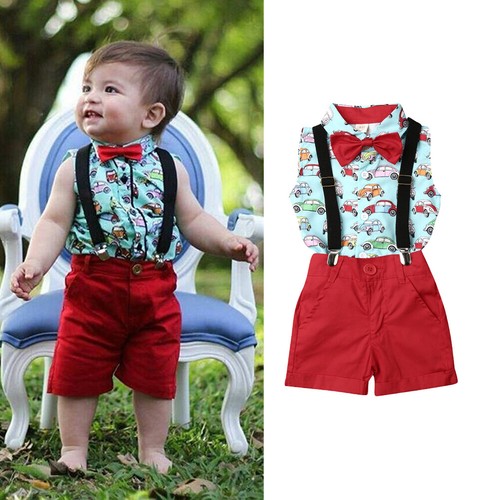 Bib Pants Clothes US Newborn Kids Baby Boy Gentleman 2PCS Outfits Vest Tops