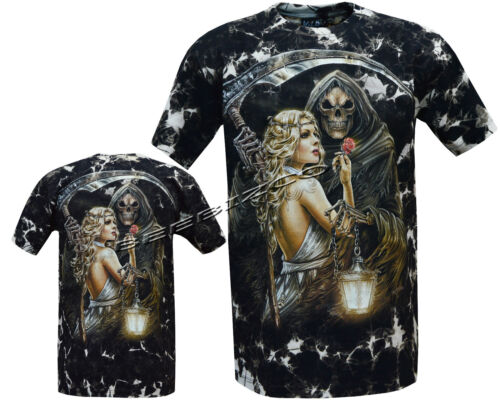 Shirt M Grim Reaper With Blond Girl Glow In Dark Tattoo Tye Dye T XL