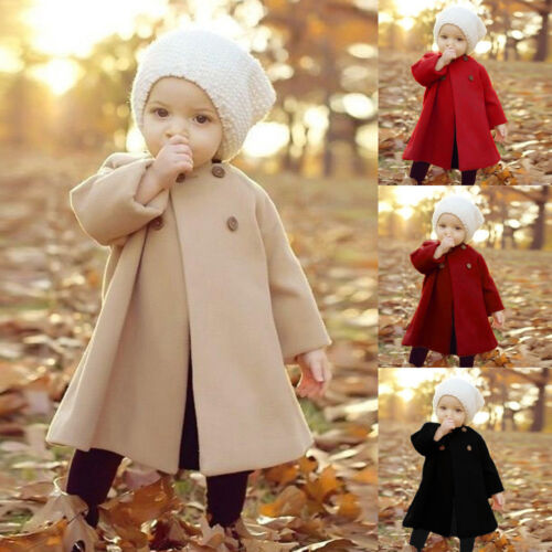 Toddler Kid Girl Winter Warm Outwear Cloak Baby Long Sleeve Jacket Coat 0-5Y VS 