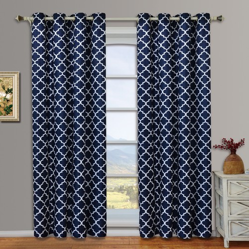 Pair Meridian Grommet Thermal Room Darkening Lined Window Curtain Panels