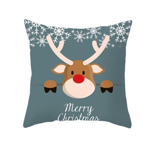 Happy Christmas Pillow Case Cushion Cover Cartoon Printed Xmas Home Sofa Decor