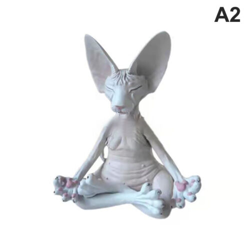 Sphynx Cat Meditate Collectible Figurines Miniature Handmade Decor Animals TBOL