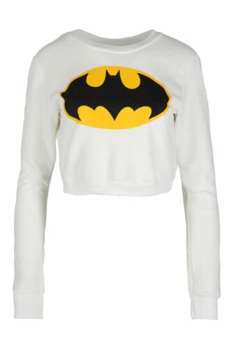 Womens Superman Batman Fleece Sweatshirts Superhero Strechy Pullover Cropped Top 