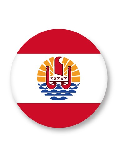 Pin Button Badge Ø38mm Drapeau Flag Tahiti France Papeete