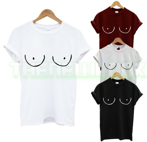 TITTIES T SHIRT BOOBIES BOOBS WOMENS FUNNY COUPLE CHEST PRINT NO NEED DRAWING