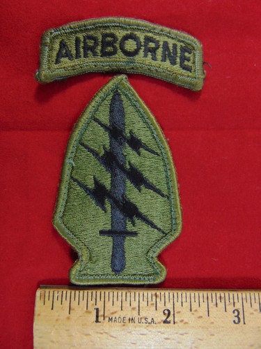 Army Green Beret Special Forces Subdued OD Green Patch With Airborne Tab U.S