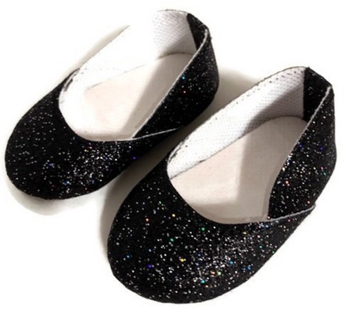 Black Rainbow Sparkle Princess Shoes for 18 inch American Girl Doll Clothes