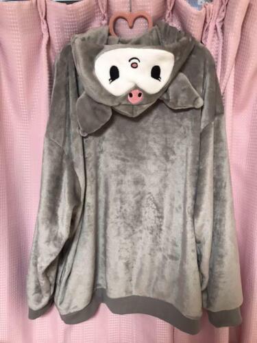 Sanrio license KUROMI Fleece hoodie Japan Size 4L gray Warm material 