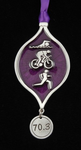70.3 Half Triathlon Christmas Ornament Made With Fine Lead Free Pewter