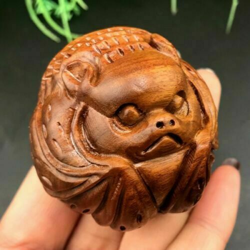 2pcs 50mm Natural Huanghua Pear Wood Carving Bat Ball Collectible Healing