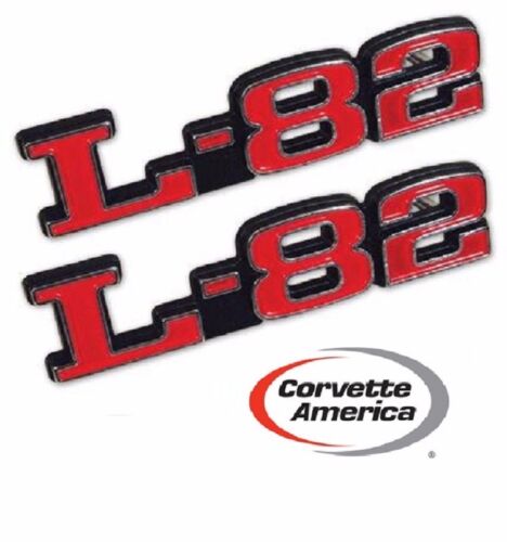 PAIR AS PICTURED NEW 1973-1979 CHEVY CORVETTE L-82 HOOD EMBLEMS