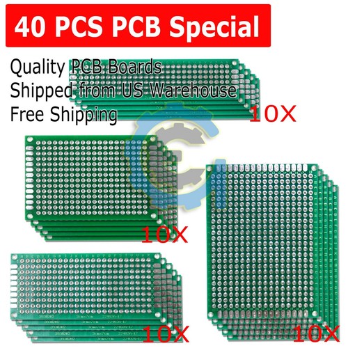 40pcs KIT Prototyping PCB Printed Circuit Board Prototype Breadboard Stripboards