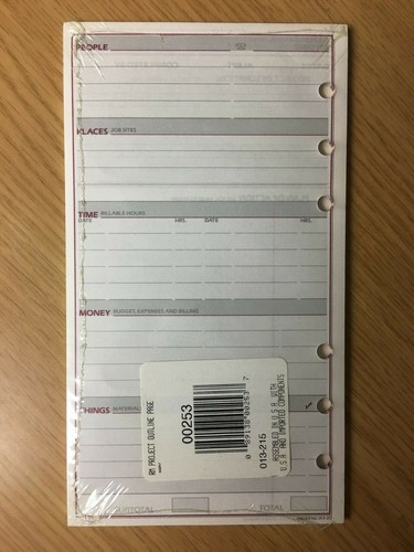 for 3¾/" x 6¾/" 6 Ring Organizers 30 Pages New Day Runner Project Outline