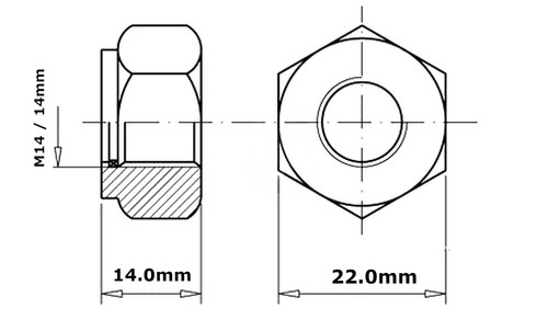 NYLON INSERT LOCKING NUTS FOR SCREWS AND BOLTS M14 14MM NYLOC